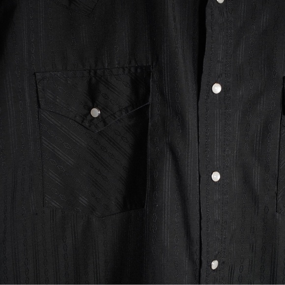 Ely Cattleman Western Pearl Snap Shirt Men L 16.5 Black Stripe Short Sleeve - Picture 3 of 9